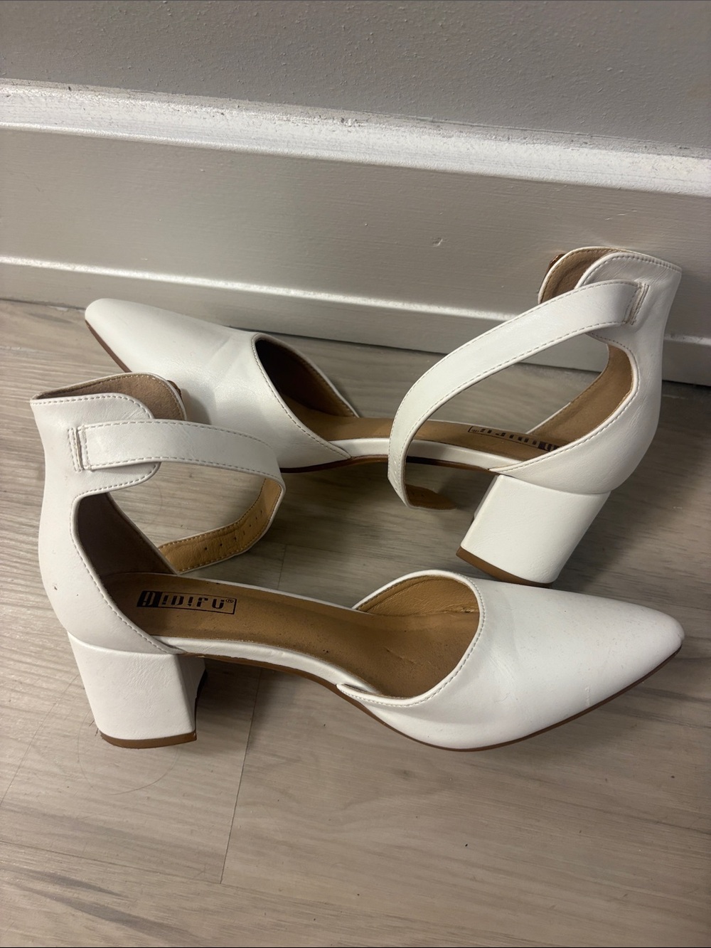 White close toed heels